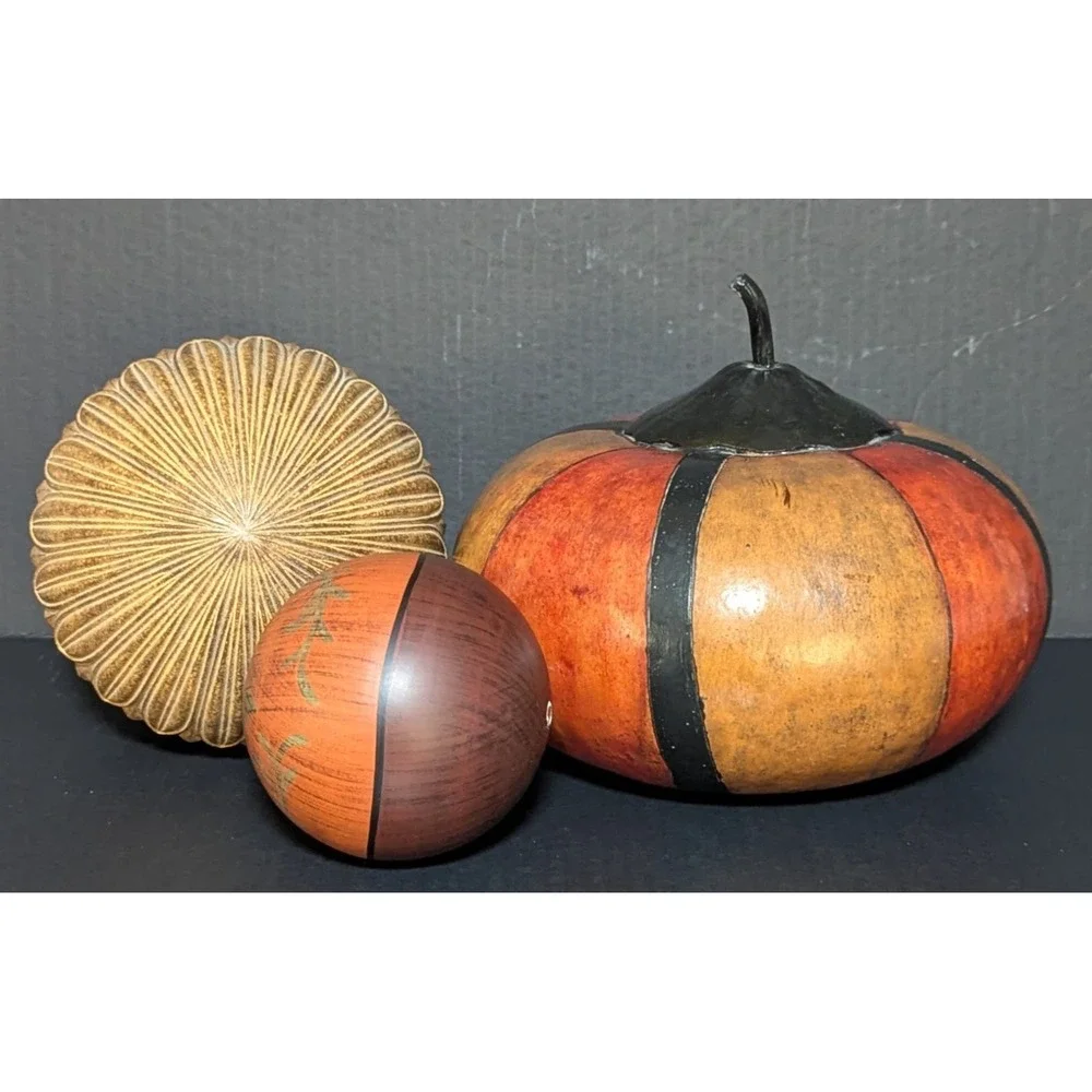 Contemporary Basket Fillers for Lrg‎ Basket Set of Three Large Gourd & Two Orbs